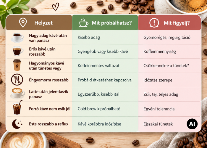 Kávé reflux esetén: az adag, koffein, időzítés és hozzáadott összetevők megfigyelése