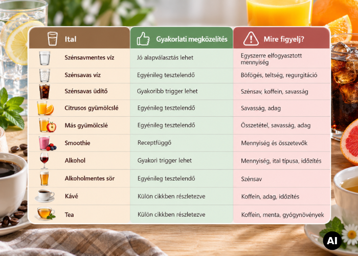 Mit igyon a refluxos? Italok összehasonlítása az adag, savasság, szénsav és koffein alapján
