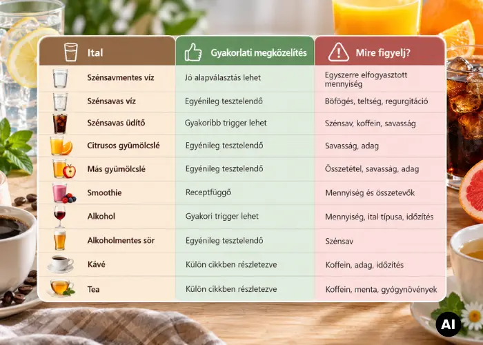 Mit igyon a refluxos? Víz, üdítő, gyümölcslé és alkohol
