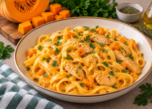 Krémes sütőtökös tagliatelle pulykacsíkokkal