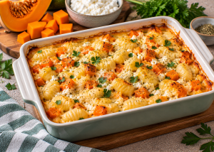 Rakott gnocchi sütőtökkel és cottage cheese-zel