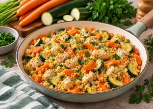 Sárgarépás-pulykás bulgur egyserpenyősen