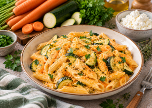 Sárgarépás-ricottás penne cukkinivel